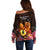 Gude Hi Hai Papua New Guinea Off Shoulder Sweater Motuan PNG Raggiana Bird of Paradise Tropical Vibes LT14 - Polynesian Pride