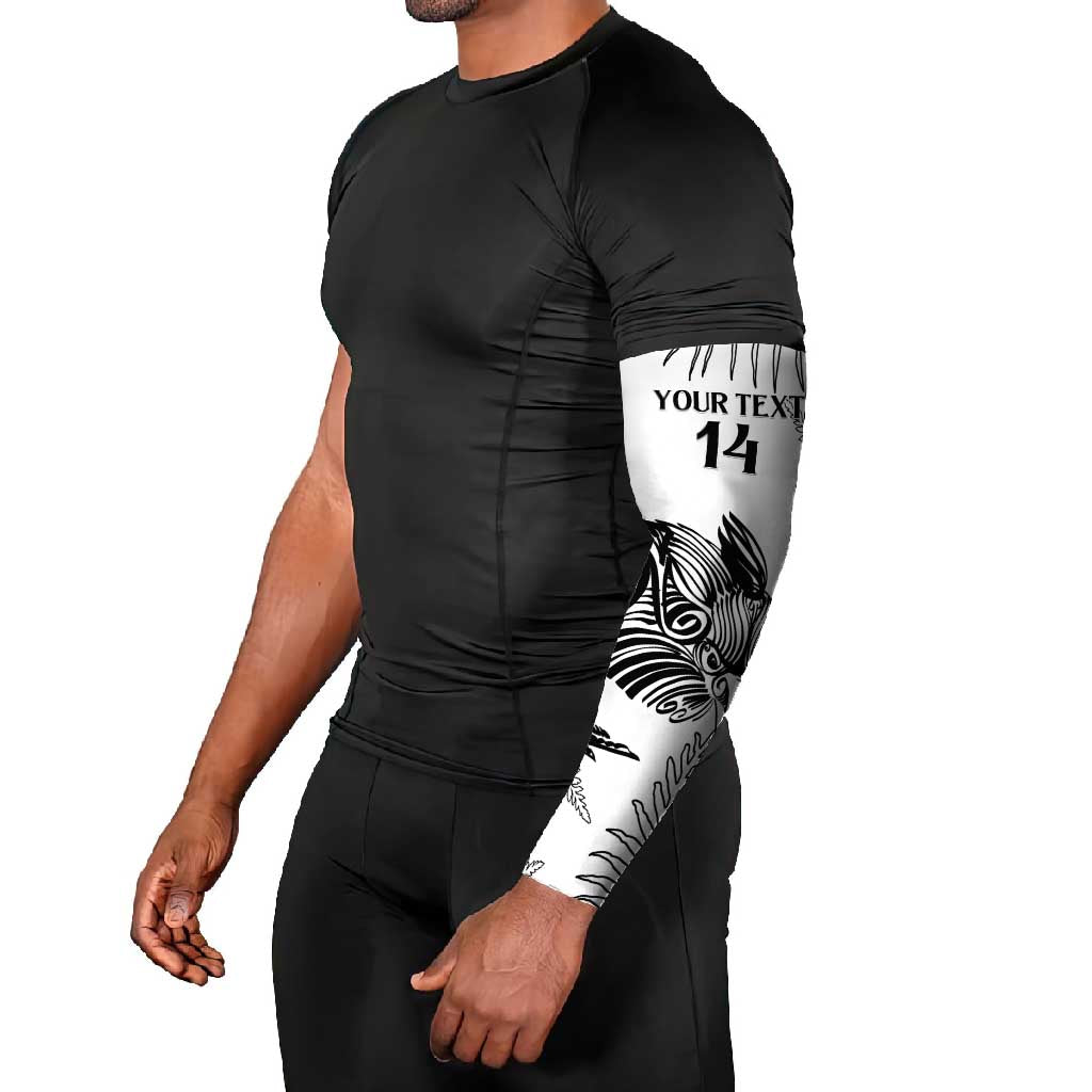 Custom New Zealand Kiwi Football Arm Sleeves Aotearoa Silver Fern - Polynesian Pride