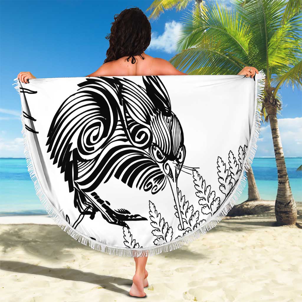 Custom New Zealand Kiwi Football Beach Blanket Aotearoa Silver Fern