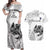 Custom New Zealand Kiwi Football Couples Matching Off Shoulder Maxi Dress and Hawaiian Shirt Aotearoa Silver Fern