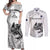 Custom New Zealand Kiwi Football Couples Matching Off Shoulder Maxi Dress and Long Sleeve Button Shirt Aotearoa Silver Fern