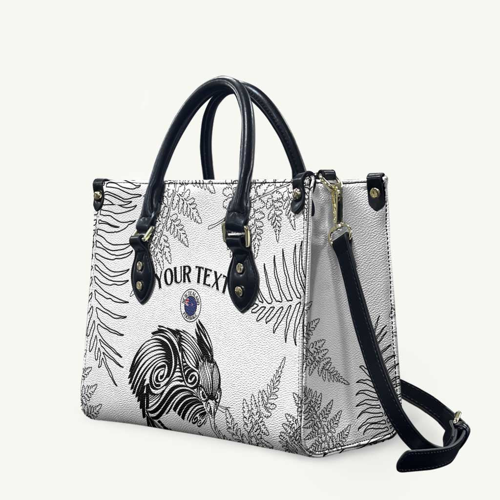 Custom New Zealand Kiwi Football Leather Bag Aotearoa Silver Fern - Polynesian Pride