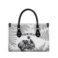 Custom New Zealand Kiwi Football Leather Bag Aotearoa Silver Fern - Polynesian Pride