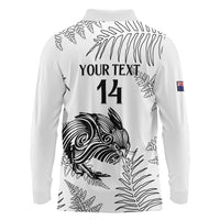 Custom New Zealand Kiwi Football Long Sleeve Polo Shirt Aotearoa Silver Fern