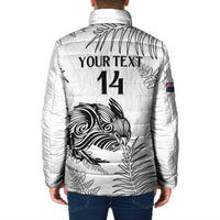 Custom New Zealand Kiwi Football Padded Jacket Aotearoa Silver Fern - Polynesian Pride