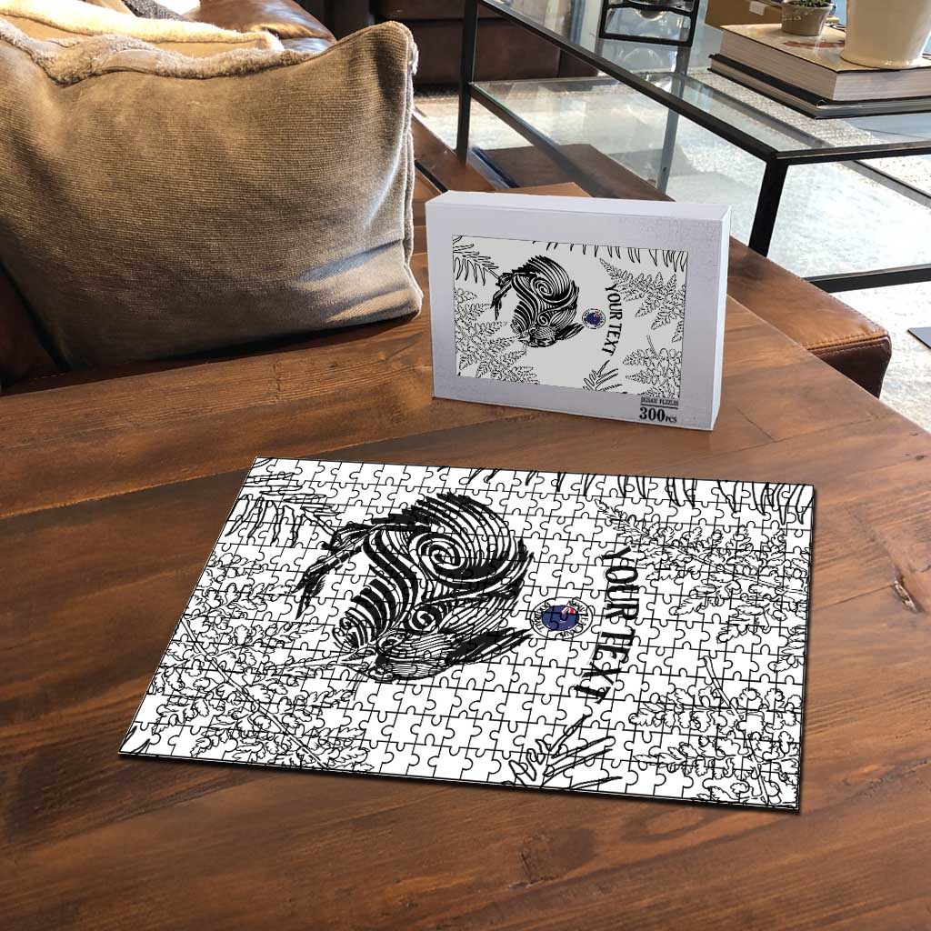 Custom New Zealand Kiwi Football Puzzle Aotearoa Silver Fern - Polynesian Pride