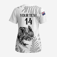 Custom New Zealand Kiwi Football Scrub Top Aotearoa Silver Fern - Polynesian Pride