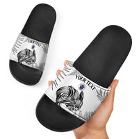 Custom New Zealand Kiwi Football Slide Sandals Aotearoa Silver Fern - Polynesian Pride
