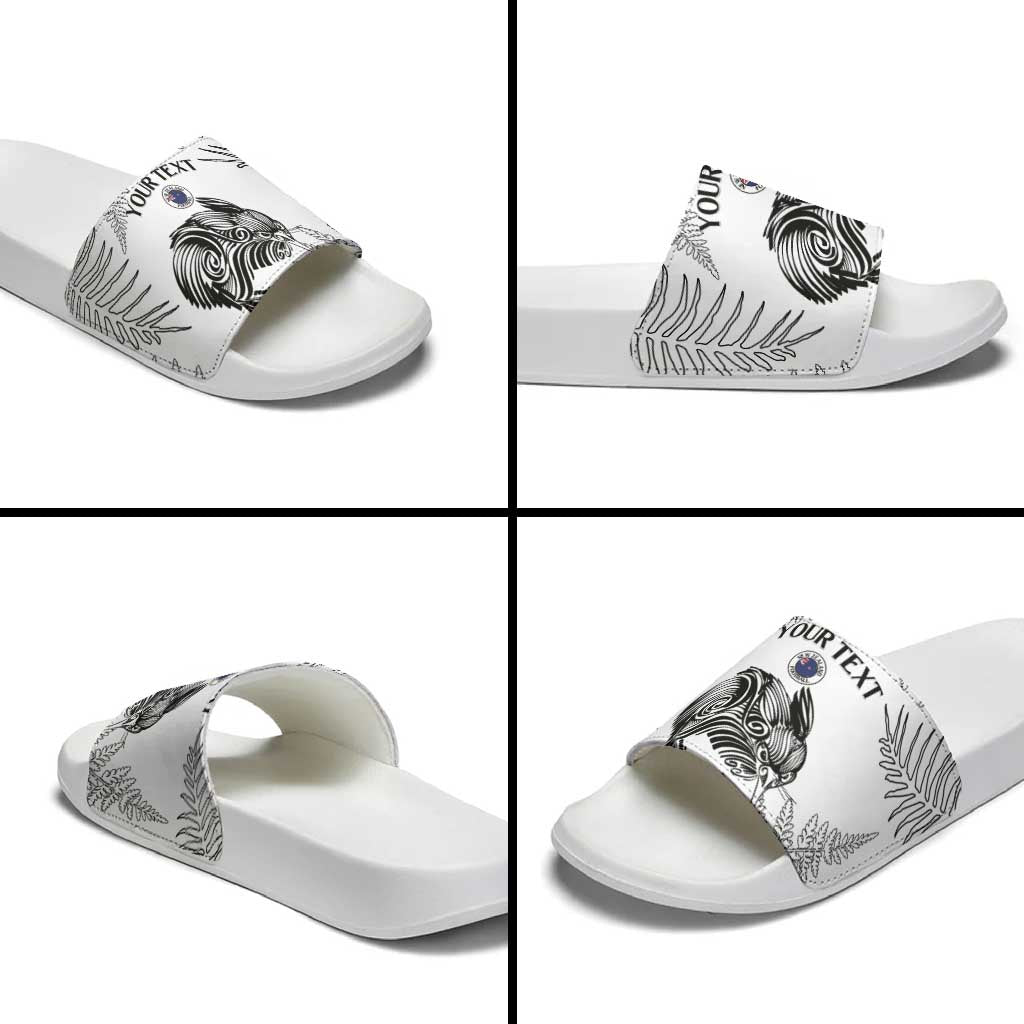 Custom New Zealand Kiwi Football Slide Sandals Aotearoa Silver Fern - Polynesian Pride