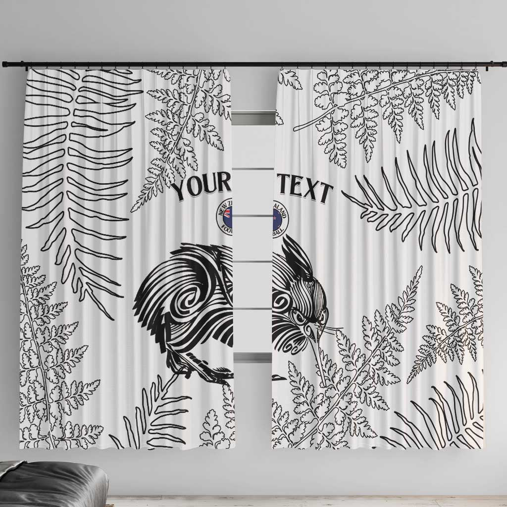 Custom New Zealand Kiwi Football Window Curtain Aotearoa Silver Fern LT14 With Hooks White - Polynesian Pride
