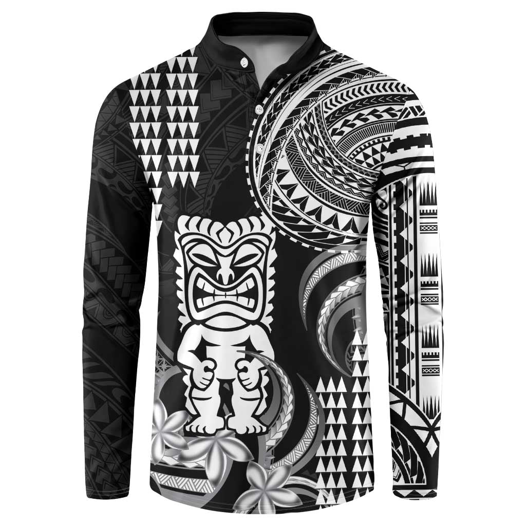 Hawaii Ku God Button Sweatshirt Kakau Mix Polynesian Tattoo