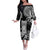 Hawaii Ku God Off The Shoulder Long Sleeve Dress Kakau Mix Polynesian Tattoo