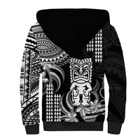 Hawaii Ku God Sherpa Hoodie Kakau Mix Polynesian Tattoo