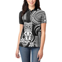 Hawaii Ku God Women Polo Shirt Kakau Mix Polynesian Tattoo