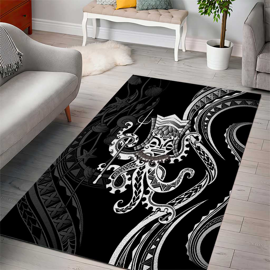 Black Hawaii Kanaloa God Area Rug Hawaiian Octopus