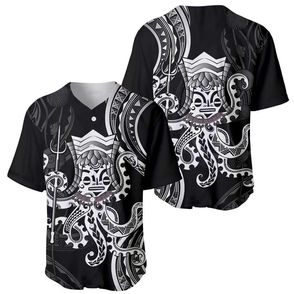 Black Hawaii Kanaloa God Baseball Jersey Hawaiian Octopus LT14 - Polynesian Pride