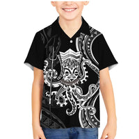 Black Hawaii Kanaloa God Family Matching Mermaid Dress and Hawaiian Shirt Hawaiian Octopus