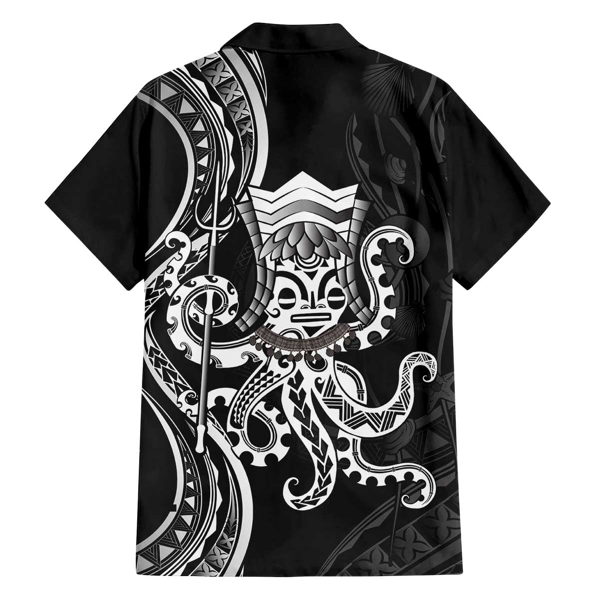Black Hawaii Kanaloa God Family Matching Off The Shoulder Long Sleeve Dress and Hawaiian Shirt Hawaiian Octopus
