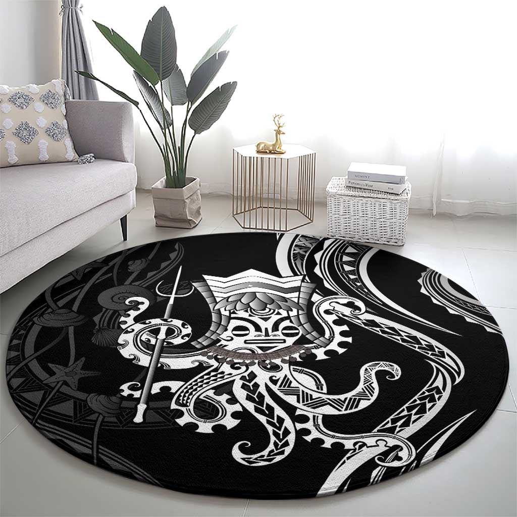 Black Hawaii Kanaloa God Round Carpet Hawaiian Octopus LT14 - Polynesian Pride