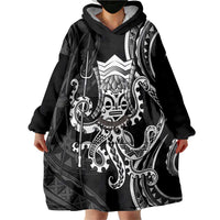 Black Hawaii Kanaloa God Wearable Blanket Hoodie Hawaiian Octopus