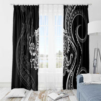 Black Hawaii Kanaloa God Window Curtain Hawaiian Octopus