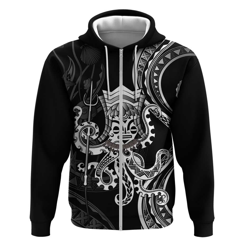 Black Hawaii Kanaloa God Zip Hoodie Hawaiian Octopus LT14 Zip Hoodie Black - Polynesian Pride