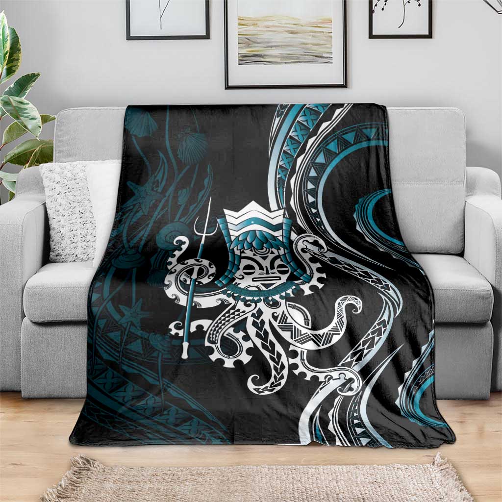 Turquoise Hawaii Kanaloa God Blanket Hawaiian Octopus
