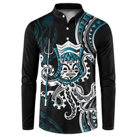 Turquoise Hawaii Kanaloa God Button Sweatshirt Hawaiian Octopus LT14 Turquoise - Polynesian Pride