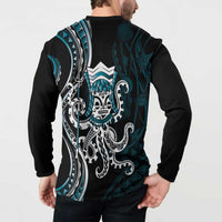 Turquoise Hawaii Kanaloa God Button Sweatshirt Hawaiian Octopus LT14 - Polynesian Pride
