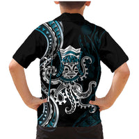 Turquoise Hawaii Kanaloa God Family Matching Mermaid Dress and Hawaiian Shirt Hawaiian Octopus