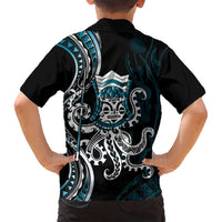 Turquoise Hawaii Kanaloa God Family Matching Tank Maxi Dress and Hawaiian Shirt Hawaiian Octopus LT14 - Polynesian Pride