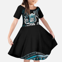 Turquoise Hawaii Kanaloa God Family Matching Tank Maxi Dress and Hawaiian Shirt Hawaiian Octopus LT14 Daughter's Dress Turquoise - Polynesian Pride