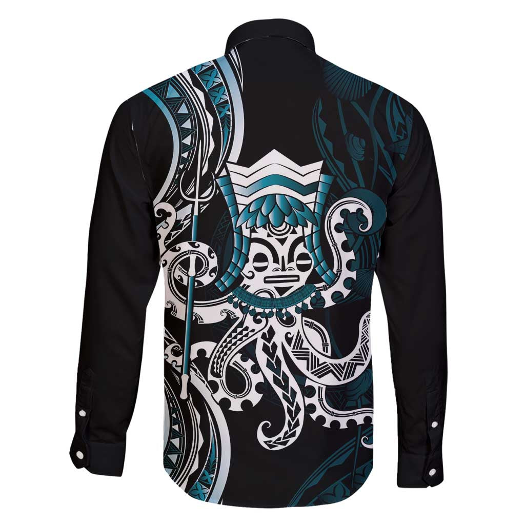 Turquoise Hawaii Kanaloa God Family Matching Tank Maxi Dress and Hawaiian Shirt Hawaiian Octopus LT14 - Polynesian Pride