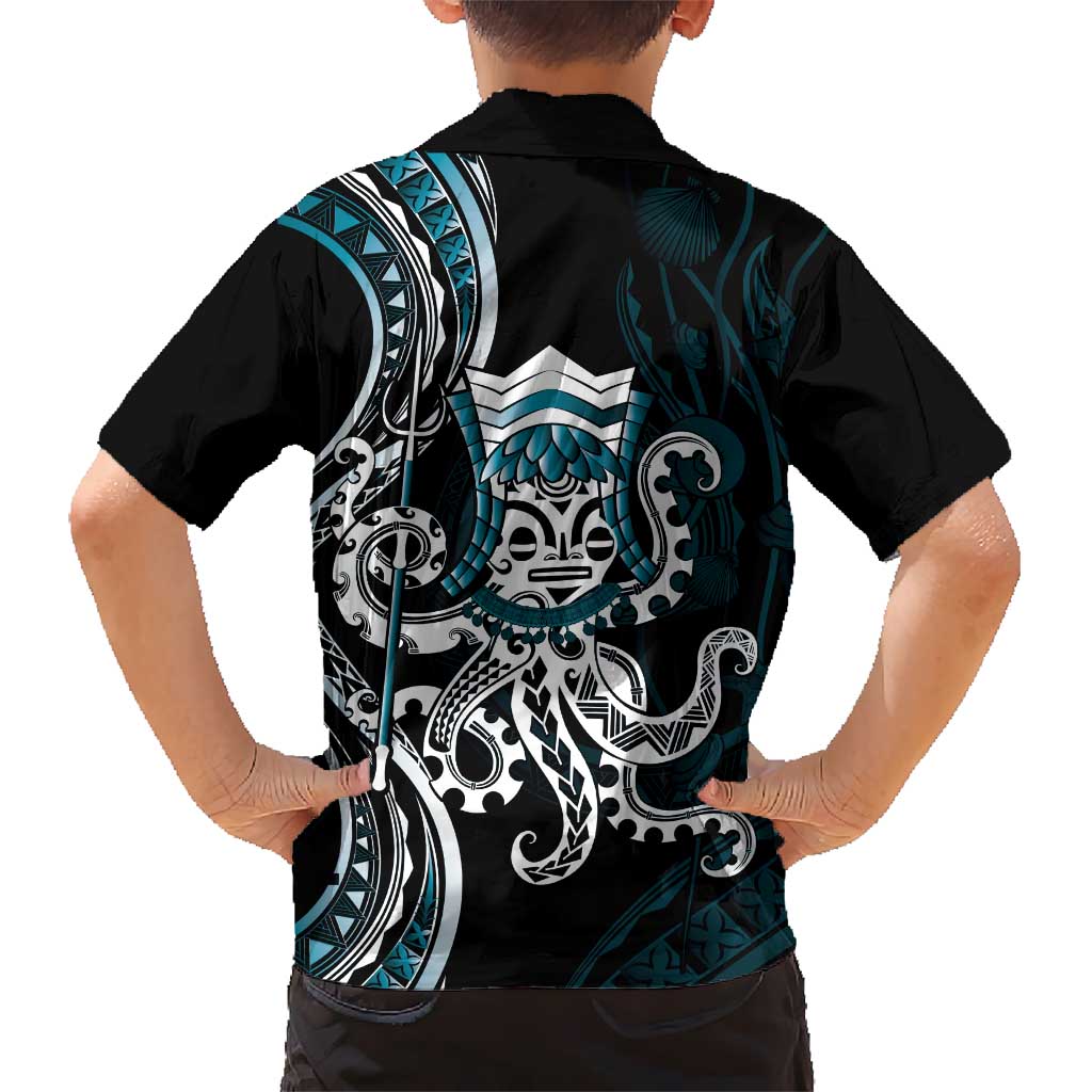 Turquoise Hawaii Kanaloa God Kid Hawaiian Shirt Hawaiian Octopus
