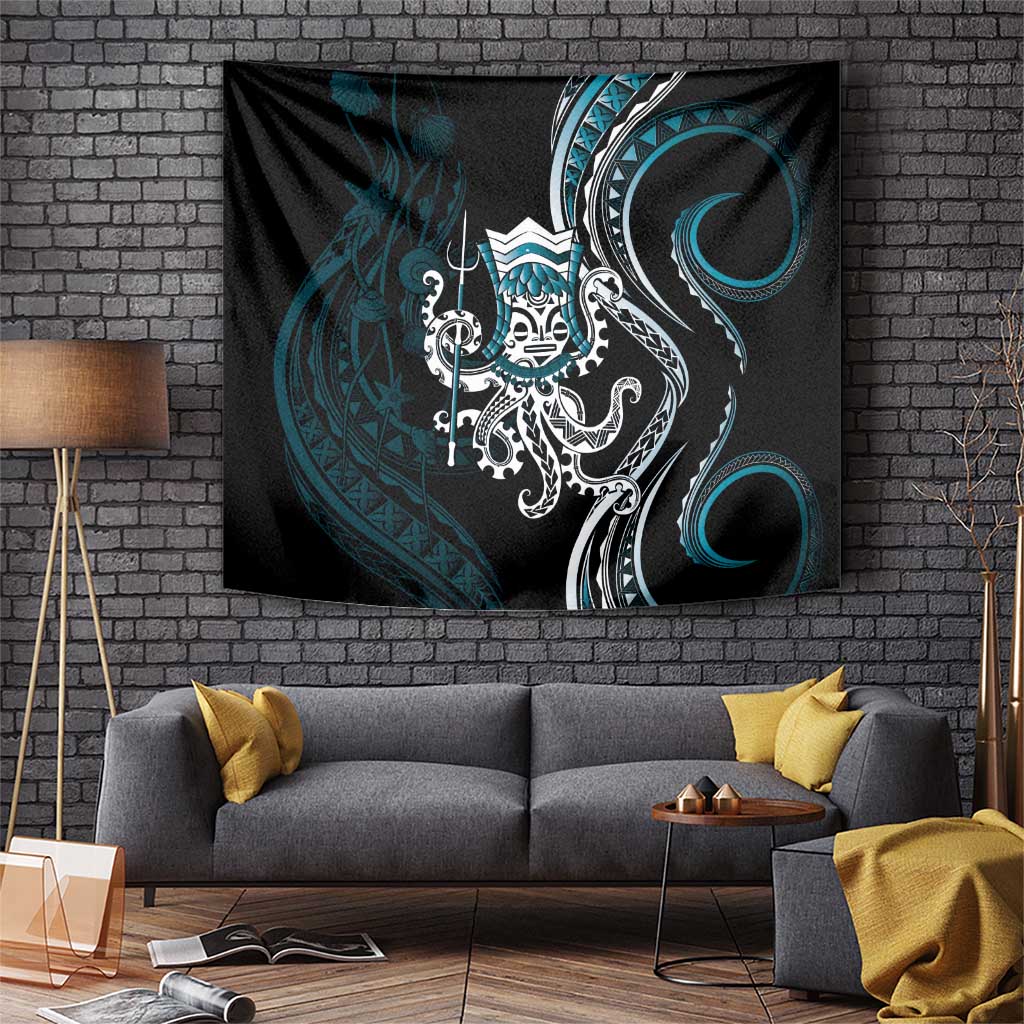 Turquoise Hawaii Kanaloa God Tapestry Hawaiian Octopus LT14 Turquoise - Polynesian Pride