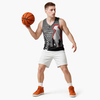 New Zealand ANZAC Day Basketball Jersey 25th April Silver Fern With Poppy - Polynesian Pride