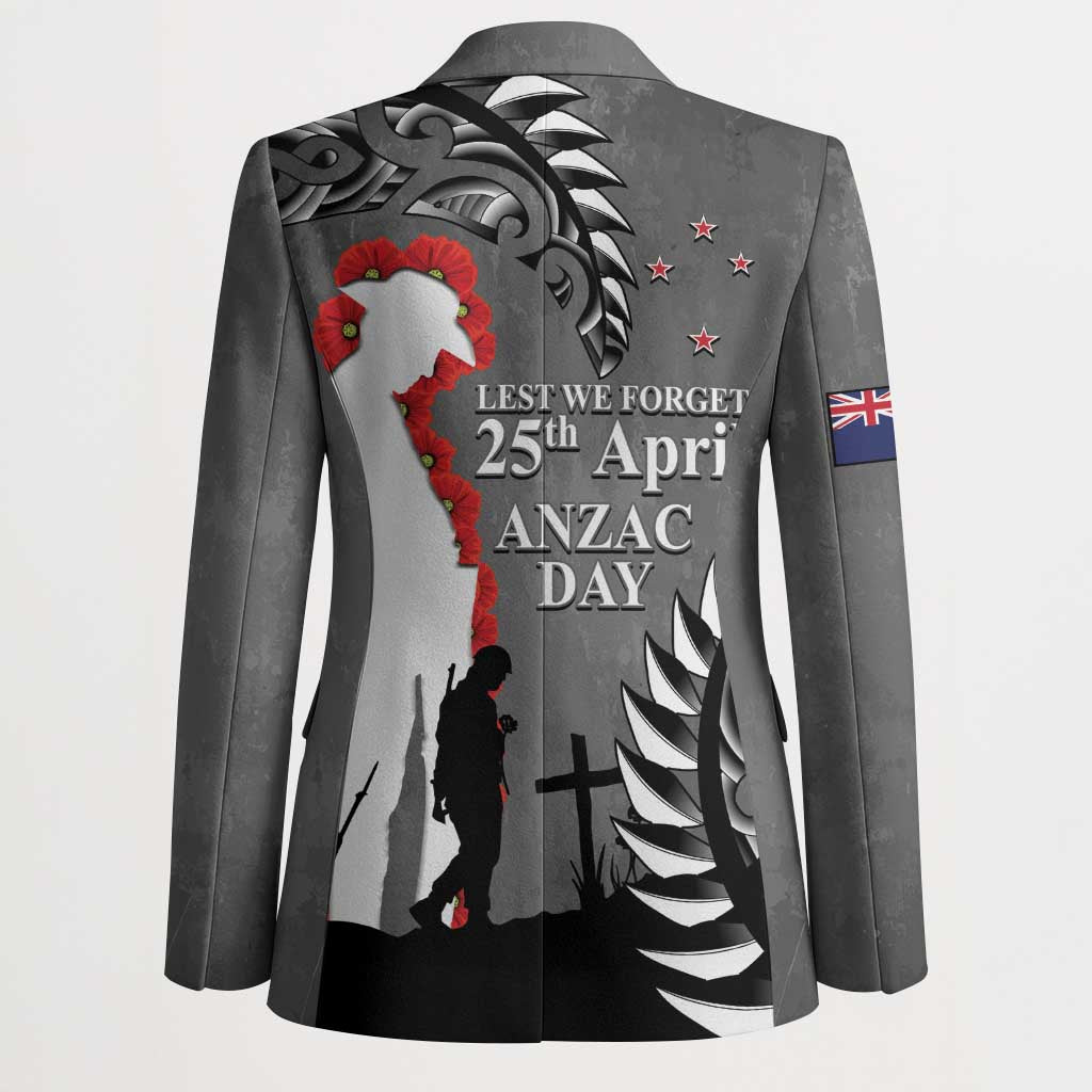 New Zealand ANZAC Day Blazer 25th April Silver Fern With Poppy - Polynesian Pride