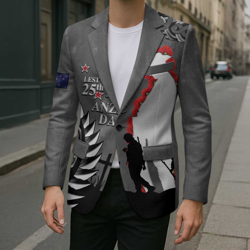 New Zealand ANZAC Day Blazer 25th April Silver Fern With Poppy - Polynesian Pride