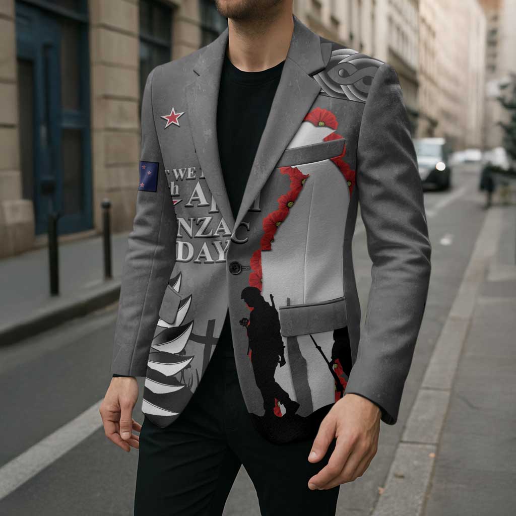 New Zealand ANZAC Day Blazer 25th April Silver Fern With Poppy - Polynesian Pride