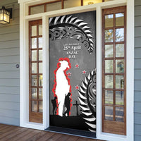 New Zealand ANZAC Day Door Cover 25th April Silver Fern With Poppy - Polynesian Pride