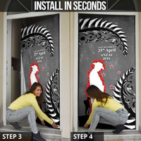 New Zealand ANZAC Day Door Cover 25th April Silver Fern With Poppy - Polynesian Pride