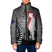 New Zealand ANZAC Day Padded Jacket 25th April Silver Fern With Poppy - Polynesian Pride