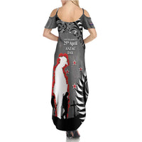 New Zealand ANZAC Day Summer Maxi Dress 25th April Silver Fern With Poppy