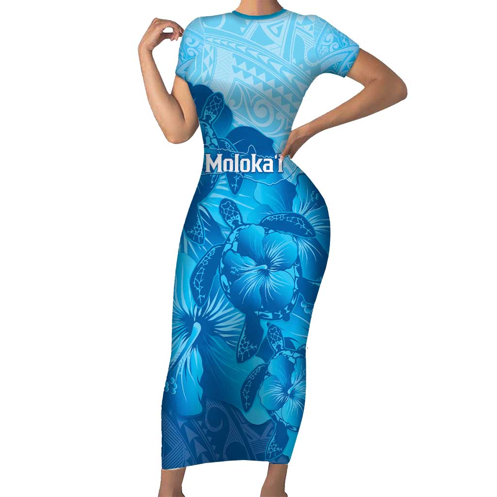 Aloha Hawaii Molokai Island Family Matching Short Sleeve Bodycon Dress and Hawaiian Shirt Hibiscus Tribal Honu Hawaiian Tattoo