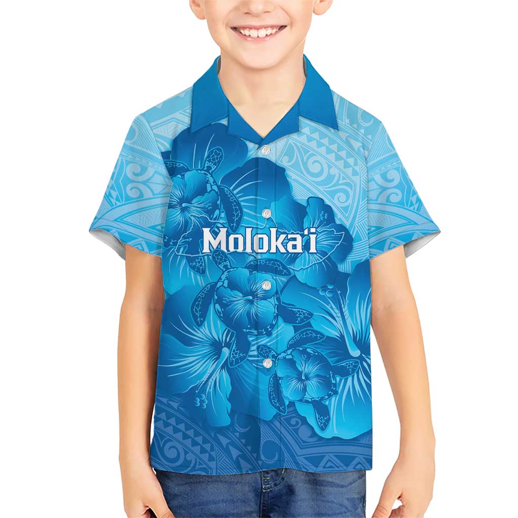 Aloha Hawaii Molokai Island Kid Hawaiian Shirt Hibiscus Tribal Honu Hawaiian Tattoo