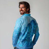 Aloha Hawaii Molokai Island Long Sleeve Polo Shirt Hibiscus Tribal Honu Hawaiian Tattoo