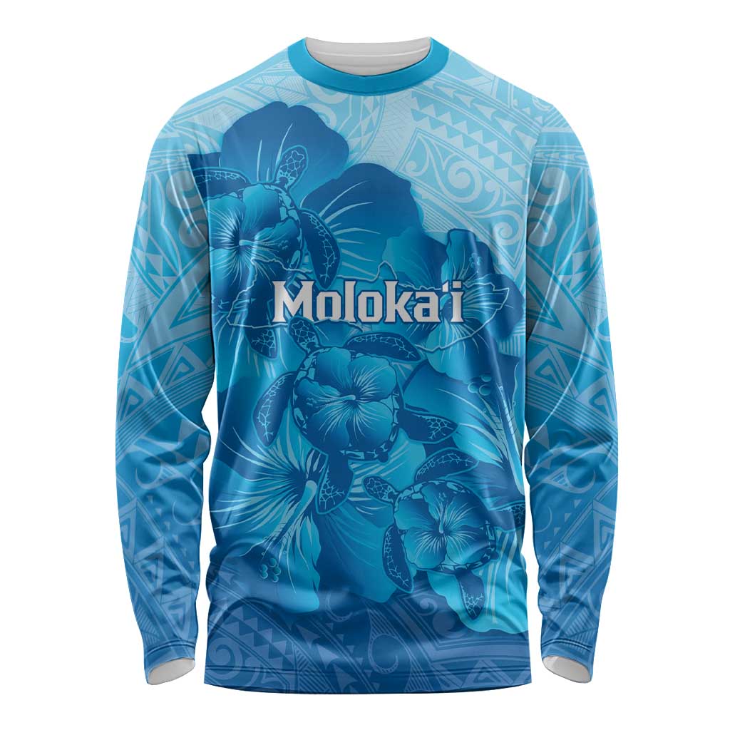 Aloha Hawaii Molokai Island Long Sleeve Shirt Hibiscus Tribal Honu Hawaiian Tattoo