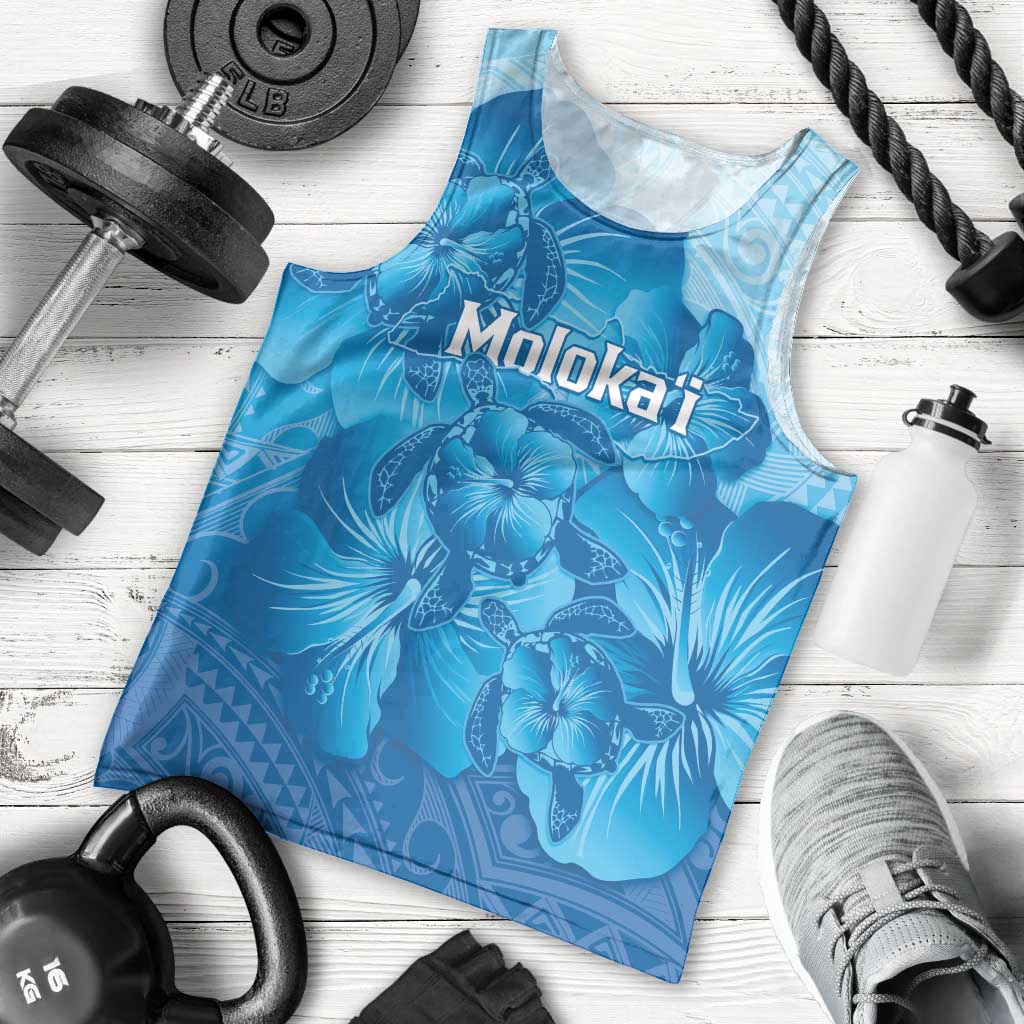 Aloha Hawaii Molokai Island Men Tank Top Hibiscus Tribal Honu Hawaiian Tattoo