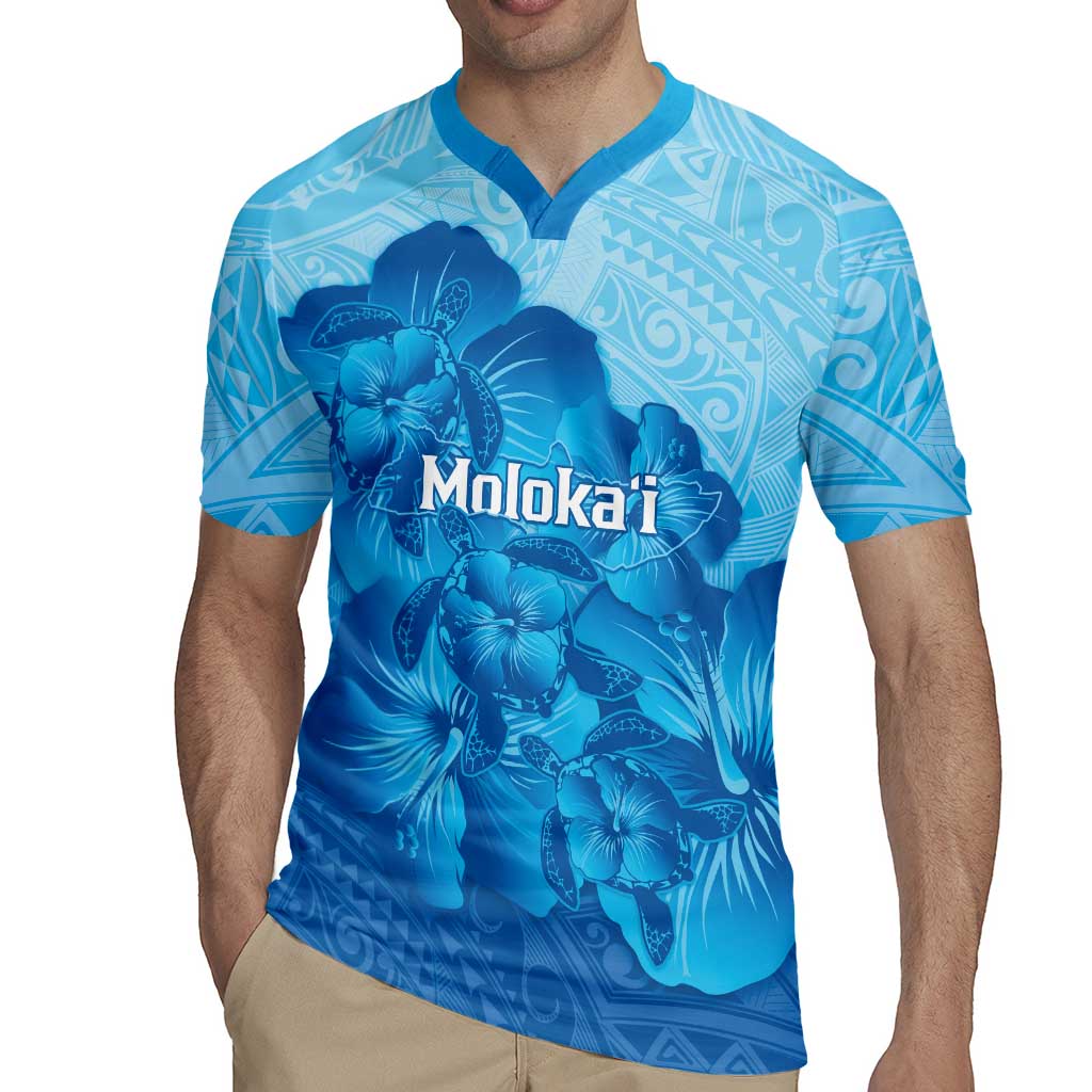 Aloha Hawaii Molokai Island Rugby Jersey Hibiscus Tribal Honu Hawaiian Tattoo
