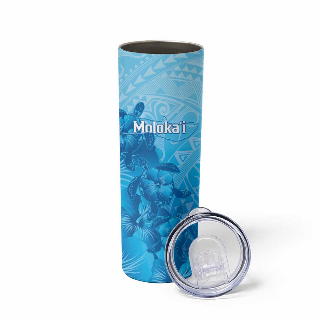 Aloha Hawaii Molokai Island Skinny Tumbler Hibiscus Tribal Honu Hawaiian Tattoo
